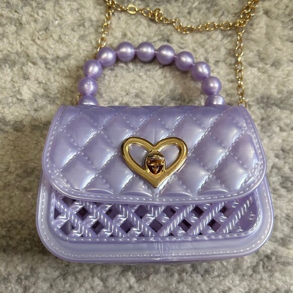 Lavender Purple Micro Purse w Metal Chain Crossbody - Picture 2 of 4